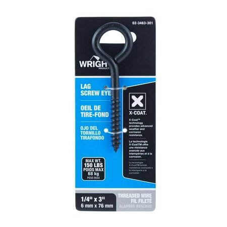 HAMPTON PRODUCTS INTL LAG SCRW EYE BLK 1/4X3 in. 02-3463-301